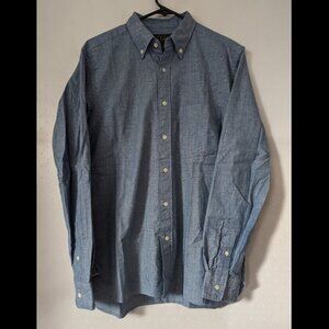 Men's size M BEAMS PLUS long-sleeve chambray button-up shirt (made in Japan)